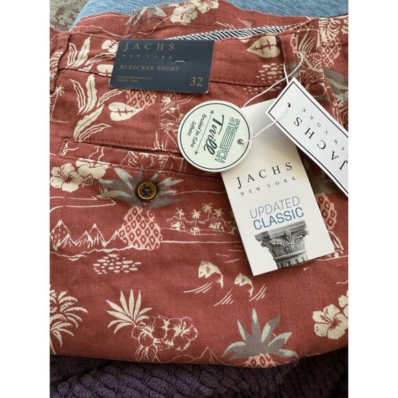 NEW Jachs New York Printed Stretch Chino Short 9" Inseam Tropical Print Size 32 - Picture 3 of 3